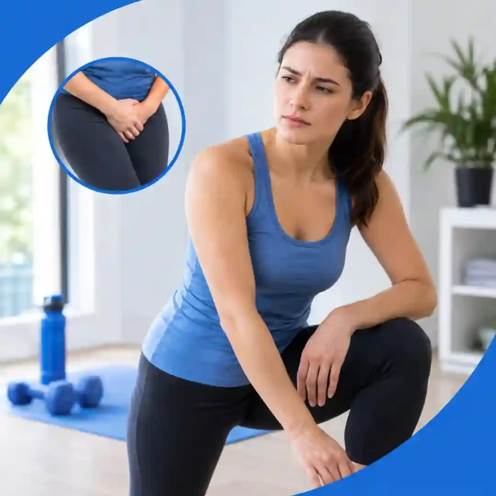 Pelvic-floor exercise London guidance for urinary leakage, focusing on correct muscle technique, relaxed breathing, muscle relaxation and seeking professional advice if symptoms worsen.